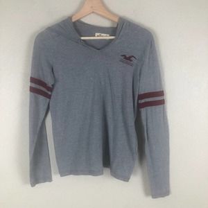 Hollister‎ Hoodie Sweater Gray University Stripe Lightweight Layering Size Small